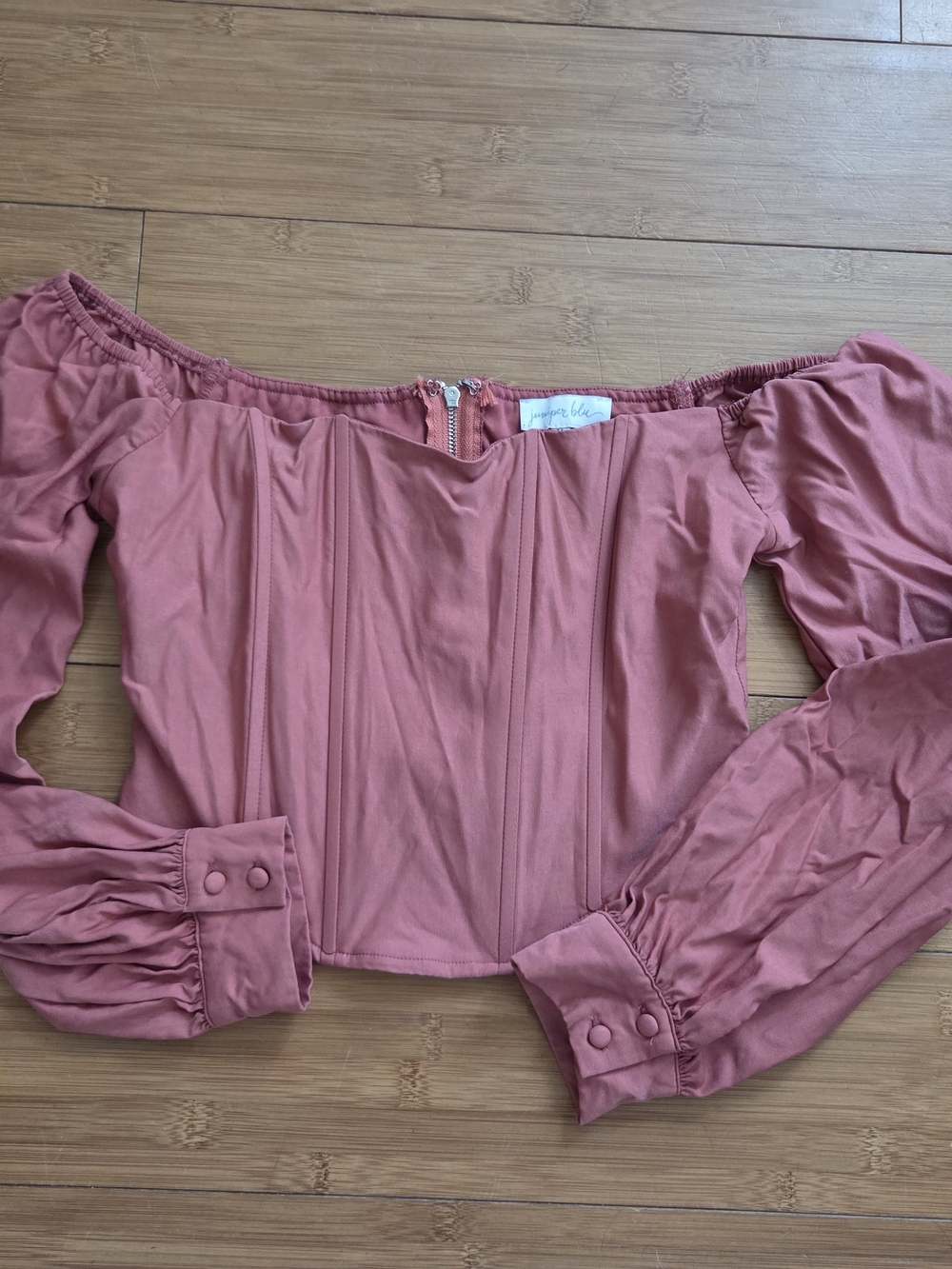 Motel Rocks Dusty Rose Off-Shoulder Long Sleeve Top